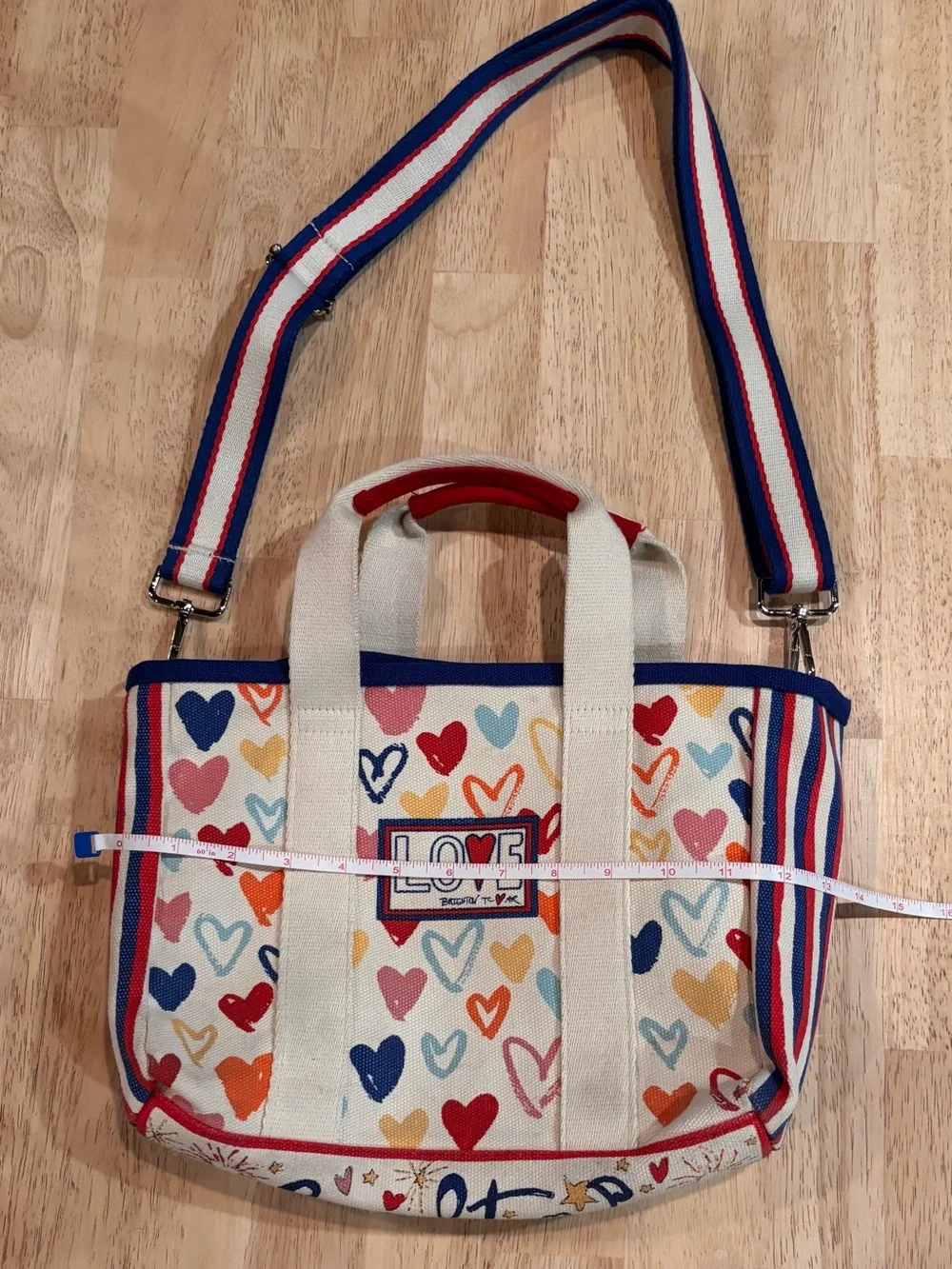 Brighton Red White & You Love Hearts Mini Tote Crossbody Bag